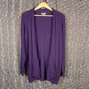 Laura Scott Purple Open‎ Front Knit Cardigan